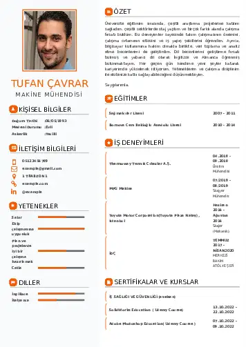 Makine Mühendisi Cv Örnekleri cv indir